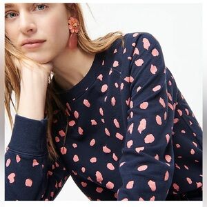 J. Crew Cotton Terry Sweatshirt in Painter's Leopard print, EUC